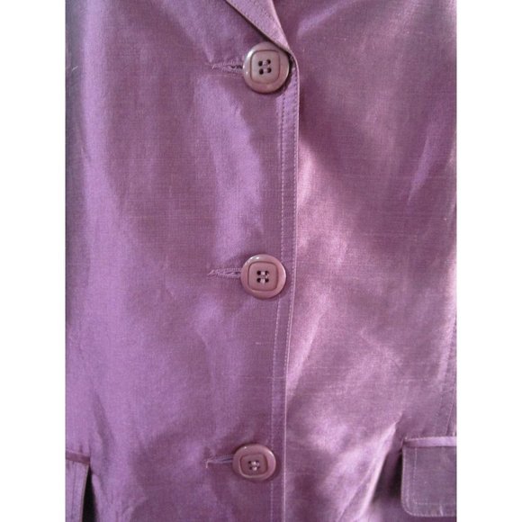 Mulberry Purple Silk Shantung Duster Coat Lined Three Button 16 Allison Taylor E - Picture 7 of 16